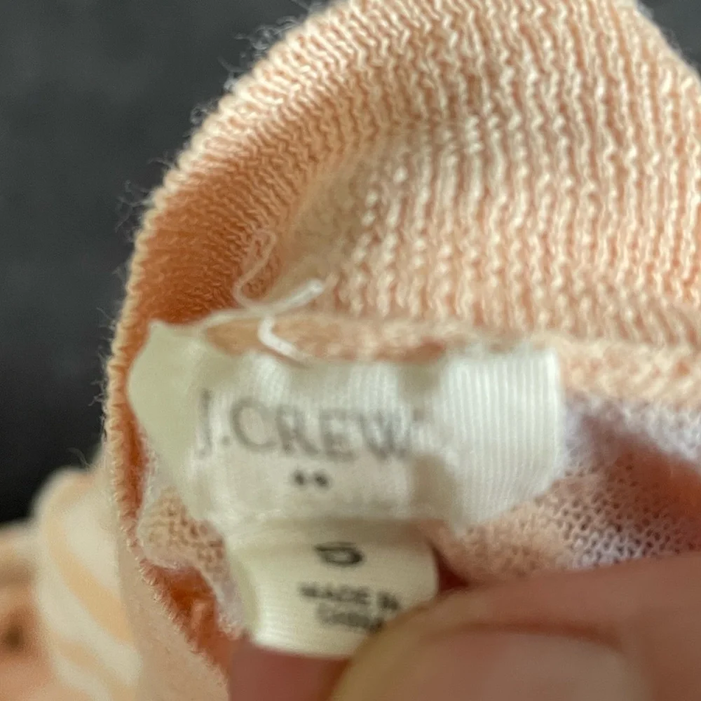 J. Crew sheer cardigan. Peach and white stripe.